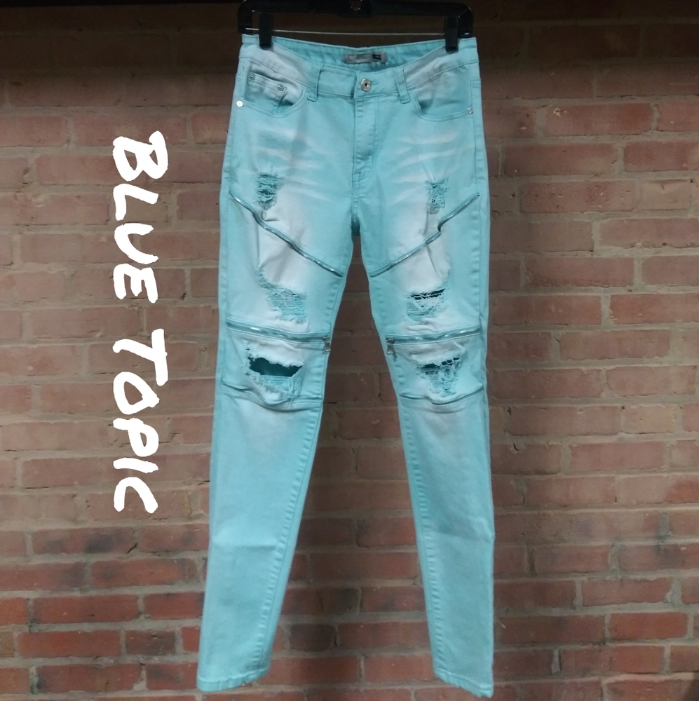 Blue Topic | Edgy Distressed Ripped Jeans
